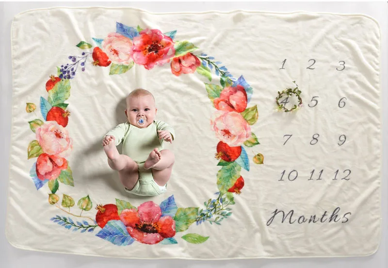 New Born Photography Monthly Baby Milestone Blanket Photo Props Baby Fotoshoot Accessoire Photo Bebe Manta Receving Blanket (26)