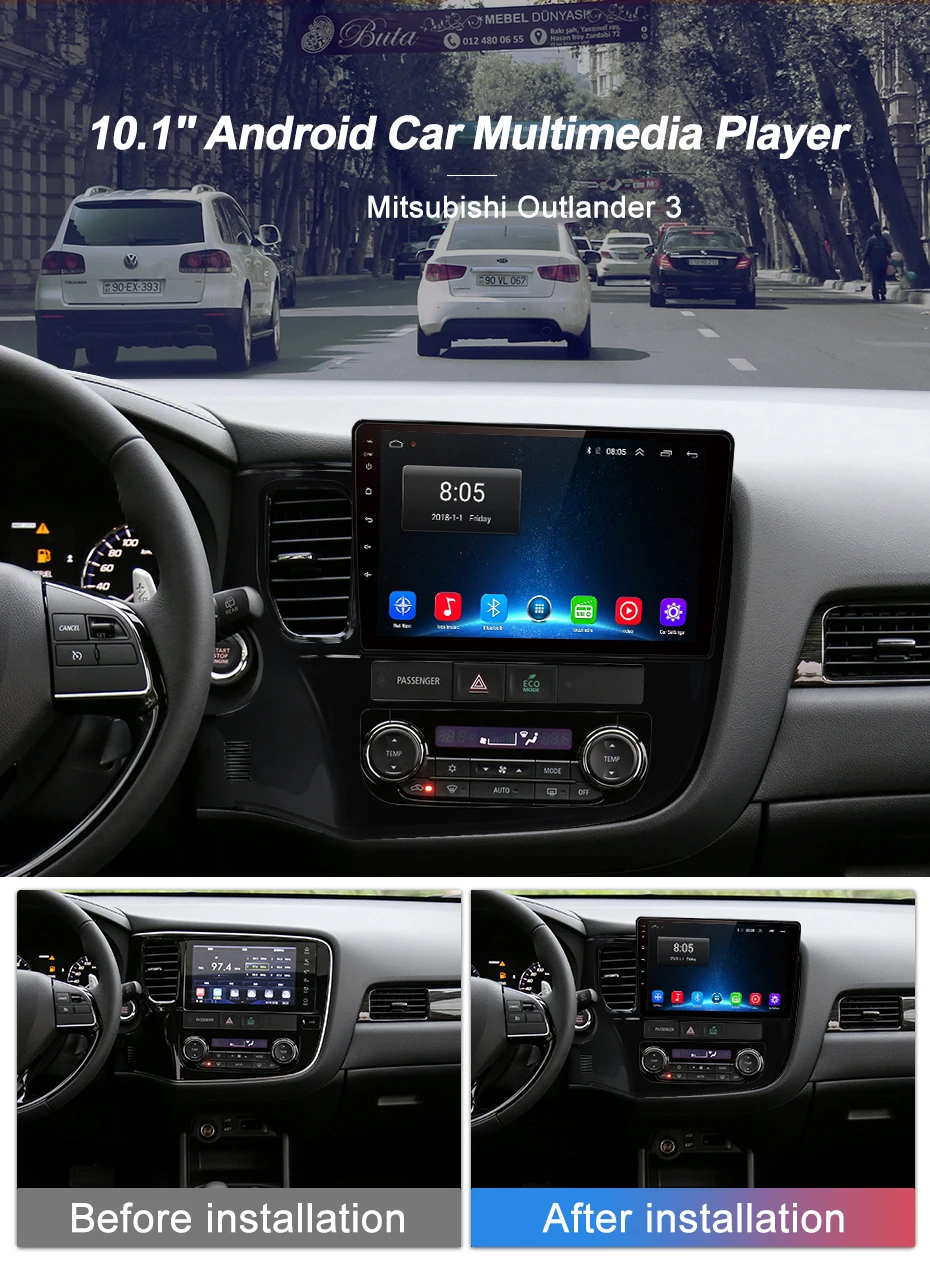 Best AWESAFE 2 din Android 8.1 Car DVD Player GPS for Mitsubishi Outlander 3 2012 2013 2014 2015 2016 2017 2018  Car Stereo Radio 3