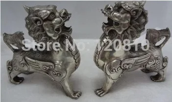 

high10.5cm* long12cm*wide4cm lucky kirin silver surface bronze statue silver plated bronze statuedragon family