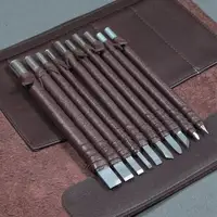 טונגסטן פלדה כלי יד 10pcs פלדה טונגסטן גילוף סכין הגדר חותם אבן גרבר כיתוב חריטה כלים עם ידיות עור + עור תיק (2)