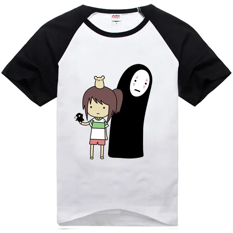 

Spirited Away No Face Ogino Chihiro T-Shirts Short Raglan Sleeves Bottoming Slim Tee Shirt O-Neck Casual Tshirts Cosplay Tops
