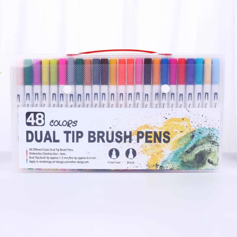 12/18/24/36/48/72/100 Colors Dual Brush Art Markers Pen Fine Tip and Brush Tip Pens for Journals Coloring Books Calligraphy - Цвет: 48 Colors