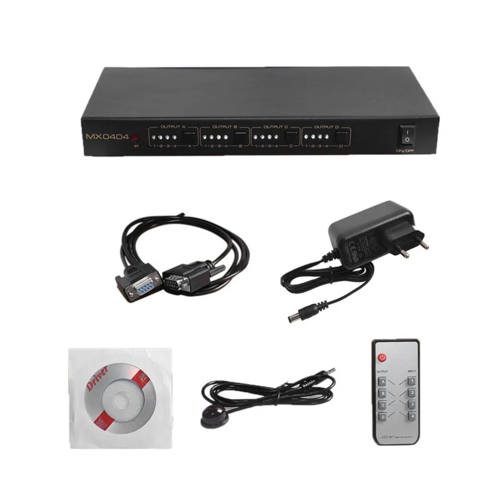 

New High Quality HDMI 4x4 Matrix Switch Splitter Amplifier 4in 4out 1080p 3D with Remote Control RS232 control 3D HD1080p