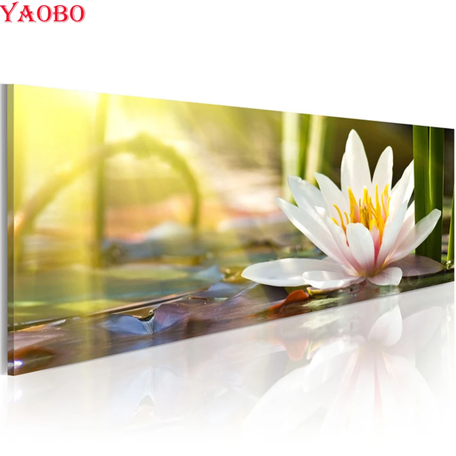 

DIY Diamond painting White Lotus 5D Rhinestone painting crystal Home Decor 3D cross stitch diamond embroidery mosaic pattern
