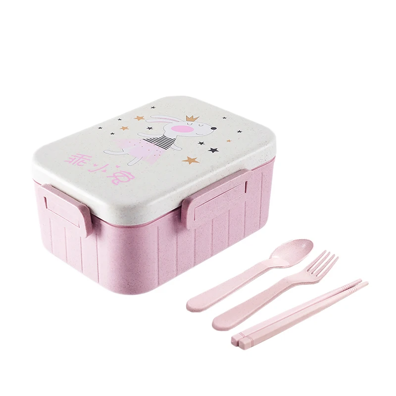 Мультфильм Медведь Кролик Милый Bento Box японский стиль пшеничной соломы Дети студенческий контейнер для еды хранения с отсеками ланч бокс