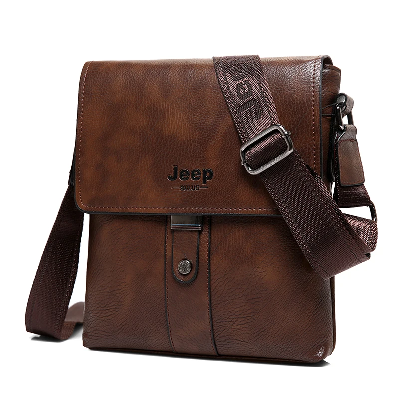 Jeep Buluo Man Shoulder Bag Split Leather Business Crossbody Messenger Handbags