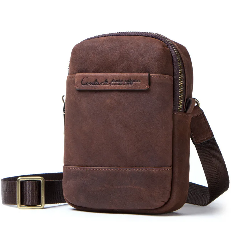 

Retro Crazy Horse Cowhide Waist Pack Commuter OL Multi-function Genuine Leather Shoulder Bag Chic Cow Leather Men Crossbody Bag