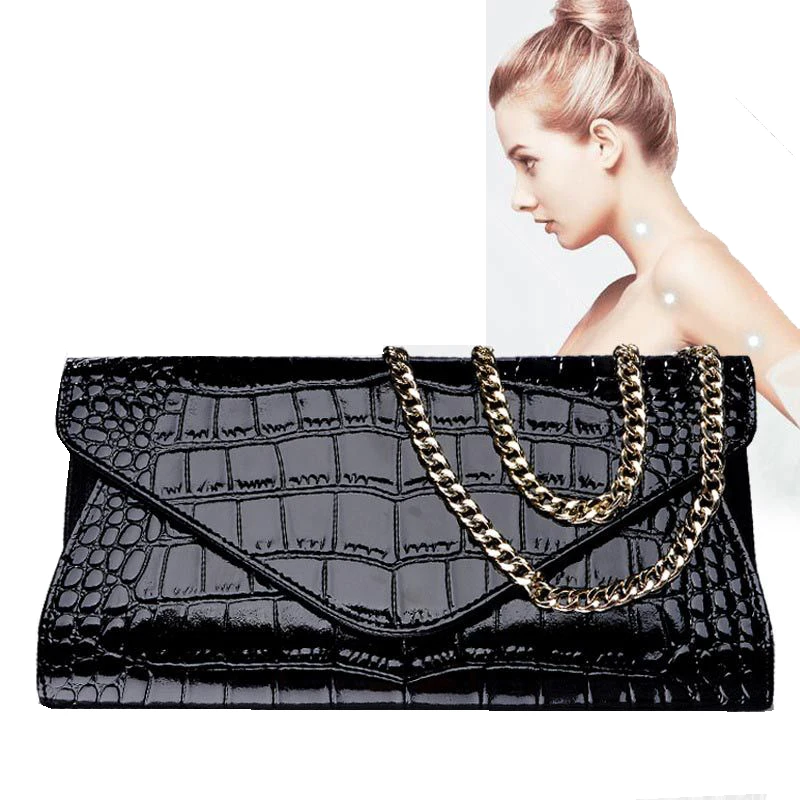 Женская сумка конверт из натуральной кожи с крокодиловым узором|messenger handbag|bag