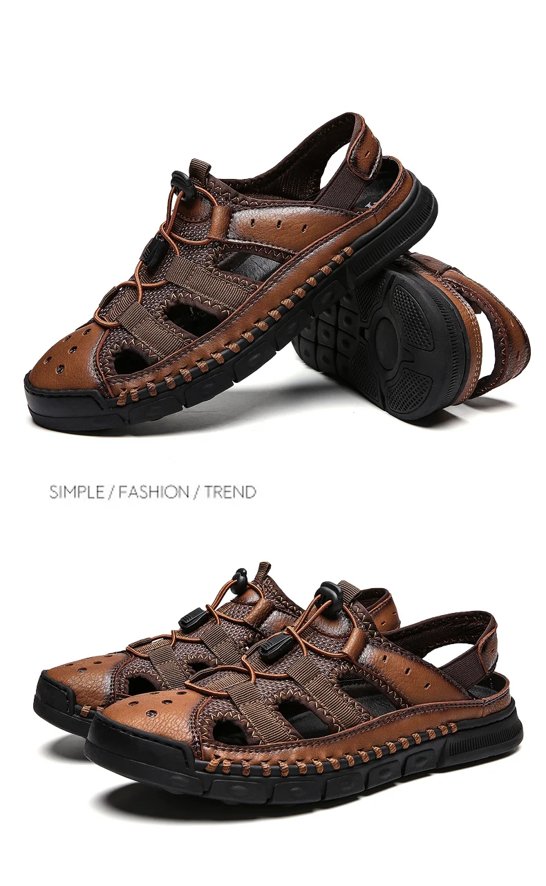 men's summer leather sandals