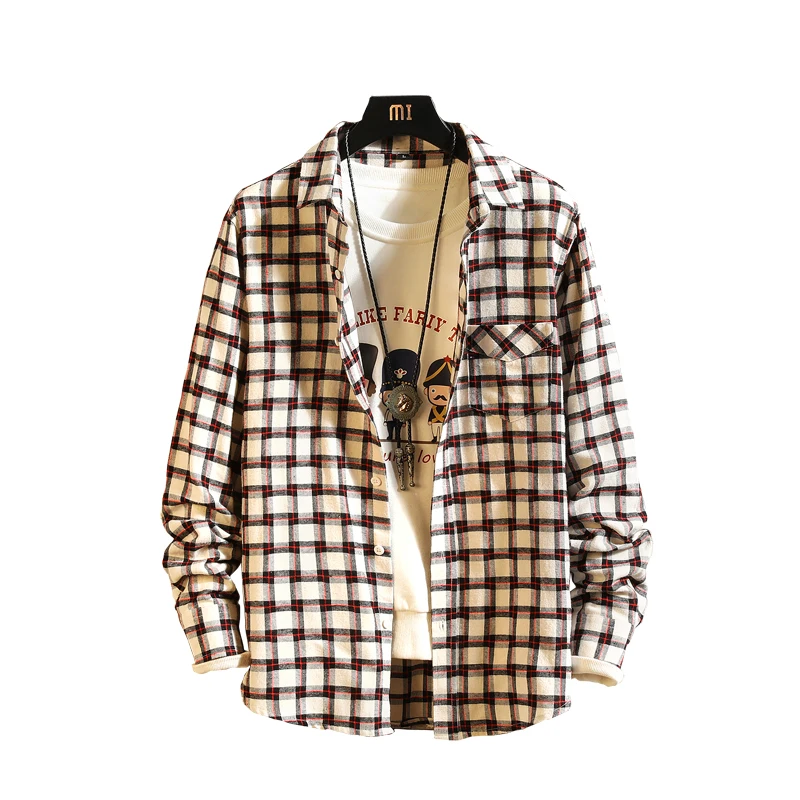 2019 Men's Plaid Cotton Dress Shirts Male High Quality Long Sleeve Slim Fit Business Casual Shirt Plus Size dress shirt