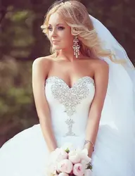 Халат Де Mariage Brautkleid Модест Красивая Милая Crystal Ball Свадебные Платья Цвета Слоновой Кости Горный Хрусталь Принцесса Свадебное Платье