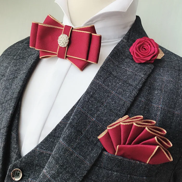 Британский чудесный галстук-бабочка, карманная брошь для полотенец, Свадебный Жених, мужские свадебные, корейский с галстуком-бабочкой, Мужская костюмная галстук-бабочка, брошь - Цвет: 19