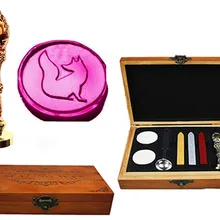 Роскошные Пользовательские Воск уплотнительное штамп Винтаж лиса латунь павлин металлической ручкой Щупы для мангала плавления ложка деревянной подарочной коробке комплект