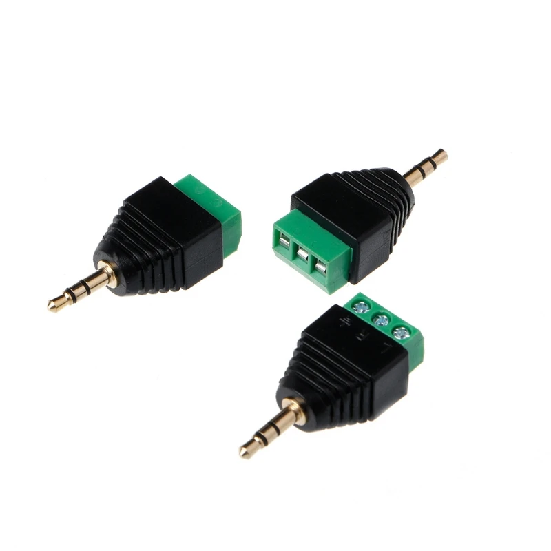 

3 Pcs Video AV Balun 3.5mm 1/8" Stereo Male to AV 3 Screw Terminal Plug Connector