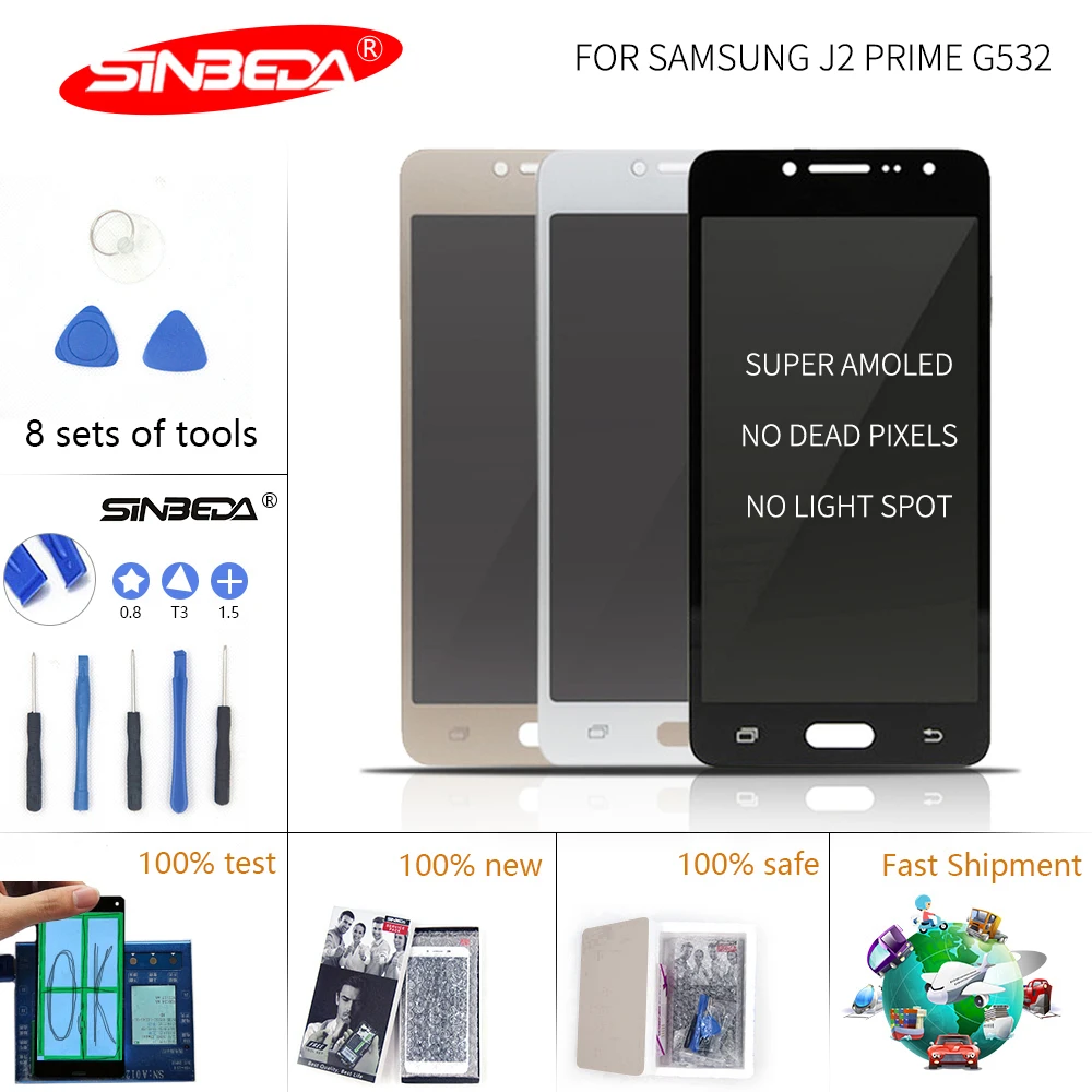 

5.0'' Sinbeda Super Amoled LCD For Samsung Galaxy J2 Prime LCD Touch Screen Digitizer G532 G532L G532F for J2 Prime Display