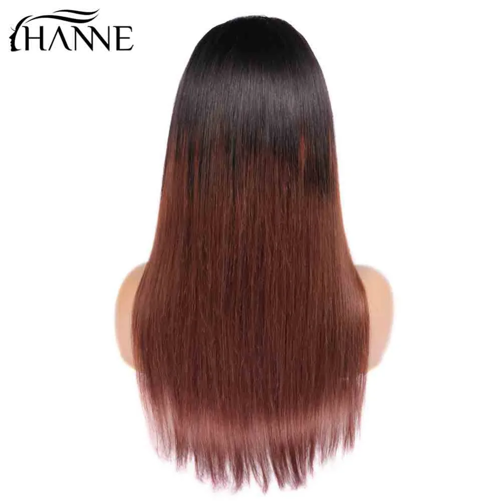 HANNE волосы бразильские человеческие волосы парик прямой Омбре 1B/33 цвет Remy человеческие парики 4*4 Кружева закрытия парики для черный/белый