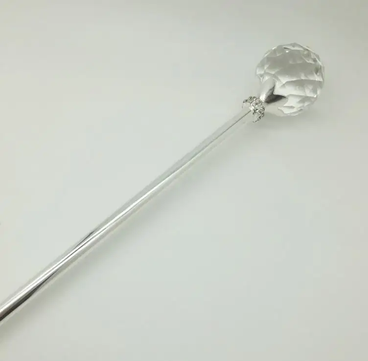 White Round Ball Crystal Scepters Wand Gold Sceptre Pageant Birthday Party Props