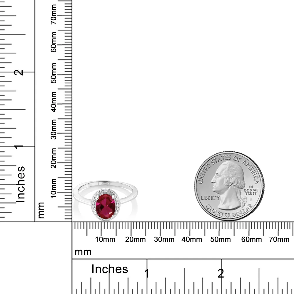 GemStoneKing 1 16 Ct Овальный Красный искусственный рубин белый бриллиантовый камень