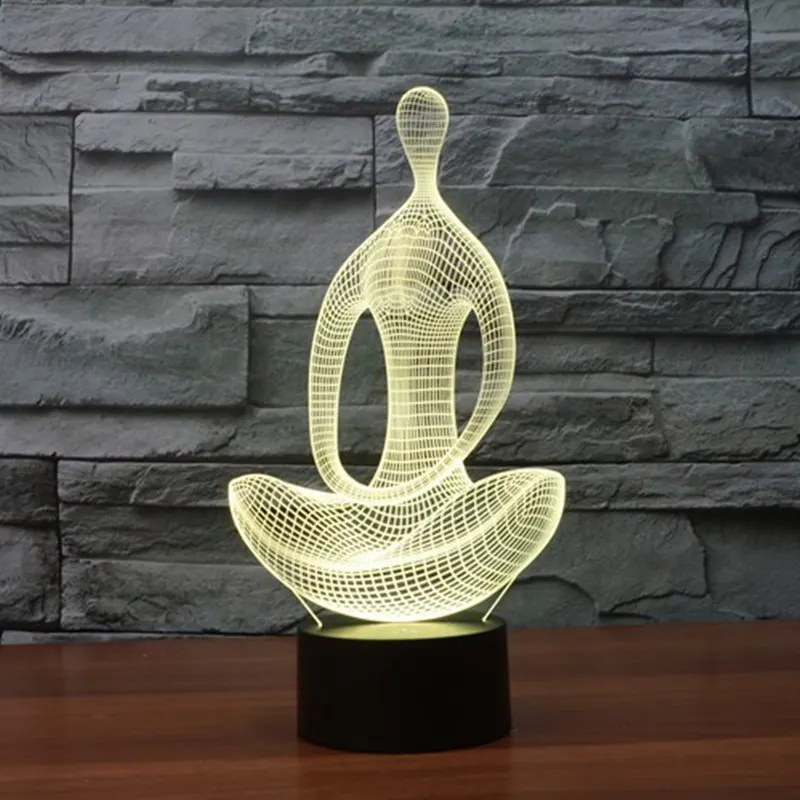 

Colorful Changeable 3D LED Meditator Night light Luminaria Led Visual Veilleusen Creative Ambient Light Desk LED Bulb Kids Lamps