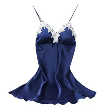 

Sexy Girls Padded Lace Satin Luxury Noble V-neck Sleeveless Nightgowns Women Robe Bathrobe Spa Gown Set Nightwear Sleepshirts