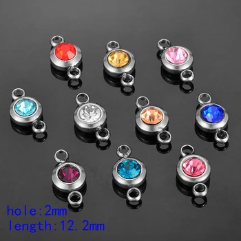

5PCs Stainless Steel Connectors For Jewelry Making Multicolor Rhinestone Round Connector DIY Accessories For Jewelry