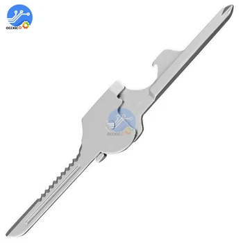 

6 in1 Stainless Steel Multi Tool Keychain Utiliity Camping Swiss Pocket Survival Utili-Key Multi Function Keys Opener Gear