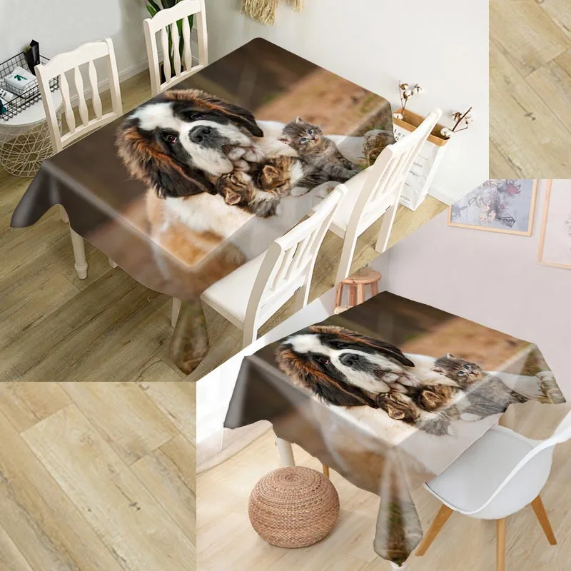 ShunQian собака сенбернар скатерть 3D оксфордская ткань квадратная/прямоугольная Пыленепроницаемая скатерть для вечерние украшения дома покрытие для телевизора - Цвет: 6