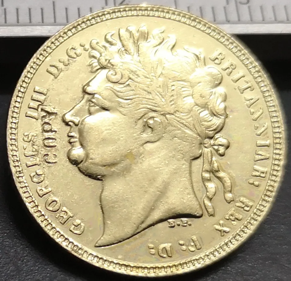 1821 Великобритания 1 Sovereign Джордж IIII. 9999 чистая позолоченная копия