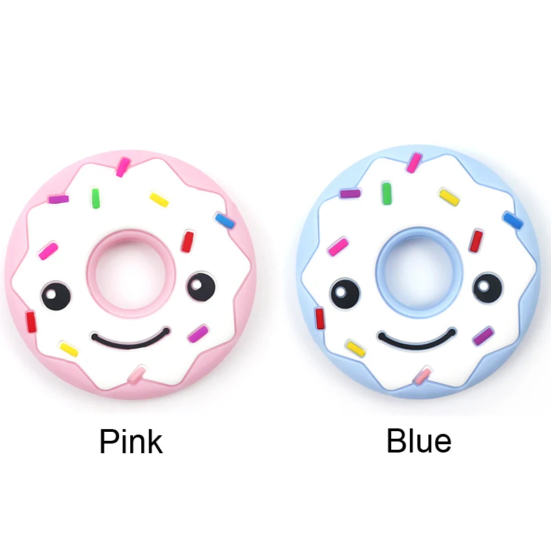 Donuts Silicone Teether Baby Smile FaceTeething Toy beads DIY chew Necklace Pacifier Chain Pendant Food Grade BPA Free | Мать и ребенок