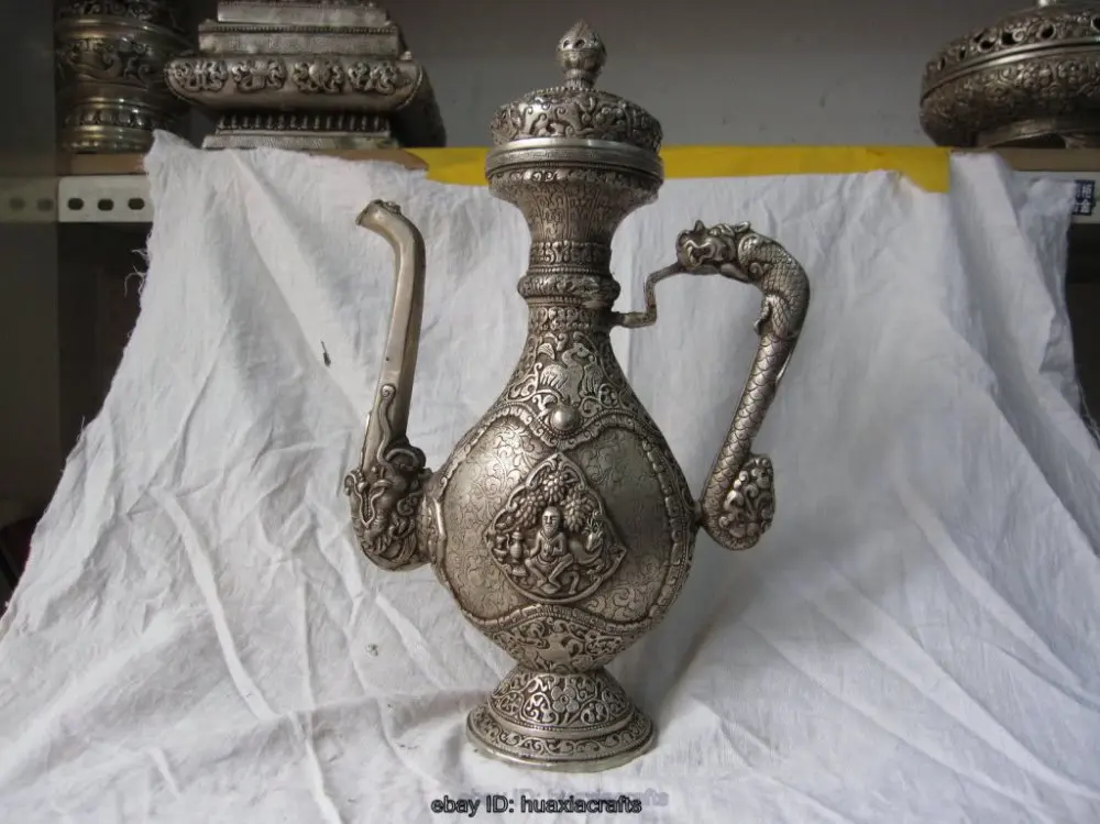 Best Price fast ship 100% China's Tibet bronze statue of Buddha Silver Dragon Flagon Containers Best Price fast ship 100% China's Tibet bronze statue of Buddha Silver Dragon Flagon Containers