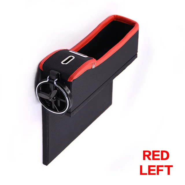 Автомобильное сиденье щелевая промежность ящик для хранения автомобиля многофункциональный держатель для чашки кожаный кошелек телефон монеты сигареты карманные аксессуары - Название цвета: Left Red