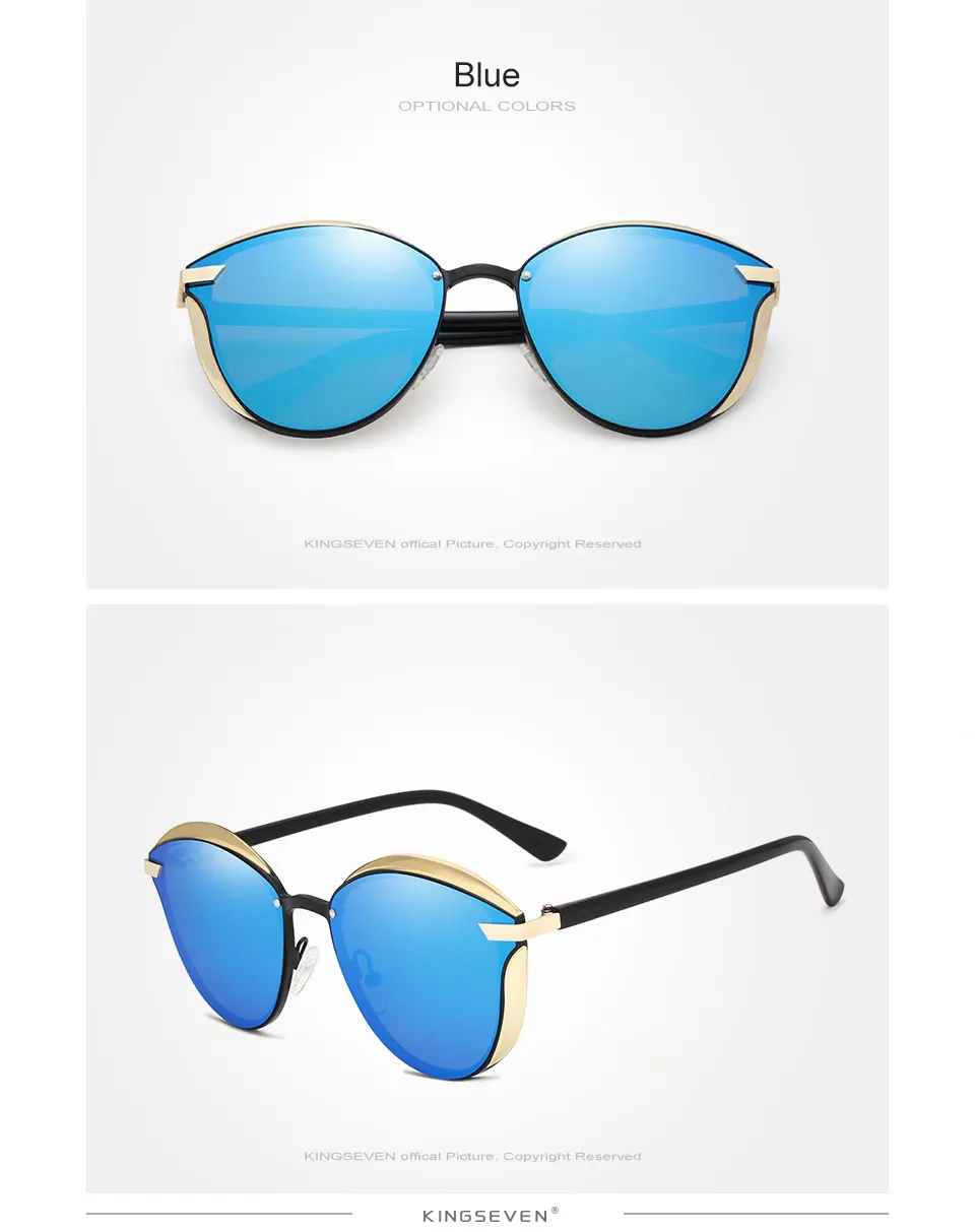 KINGSEVEN Cat Eye Sunglasses Women polarized Luxury Alloy Frame TR90 N7824F1