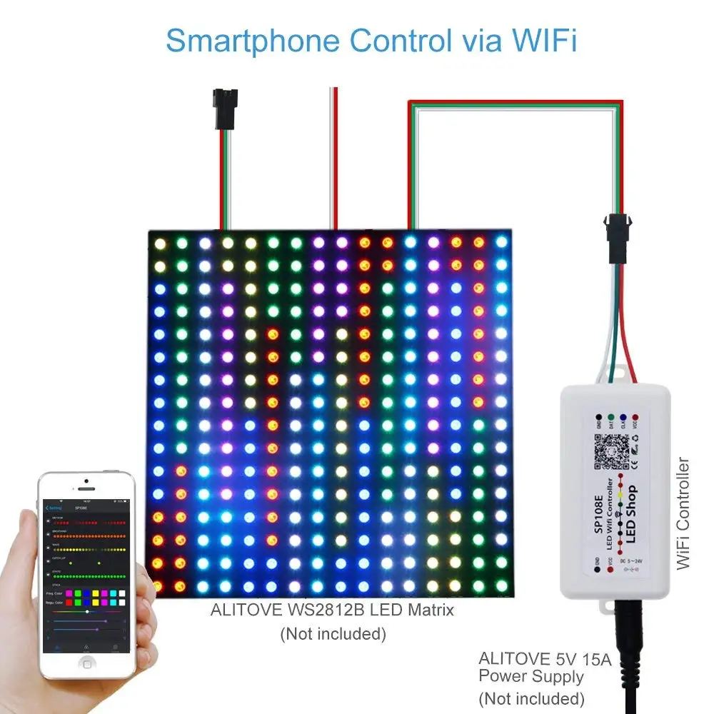 WS2812B WS2811 WS2801 LED WiFi контроллер iOS Android App беспроводной пульт дистанционного