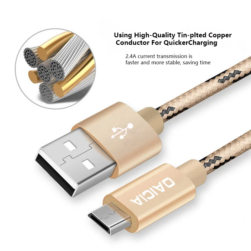 Micro USB кабель для быстрой зарядки передачи данных нейлоновый синхронизации Samsung