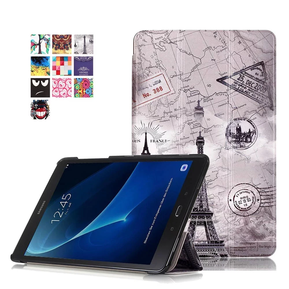

3 in 1 For Samsung Galaxy Tab A 10.1 T585 T580 SM-T580 T580N Tablet Color Smart Stand PU Leather Case Flip Cover Skin+Film+Pen