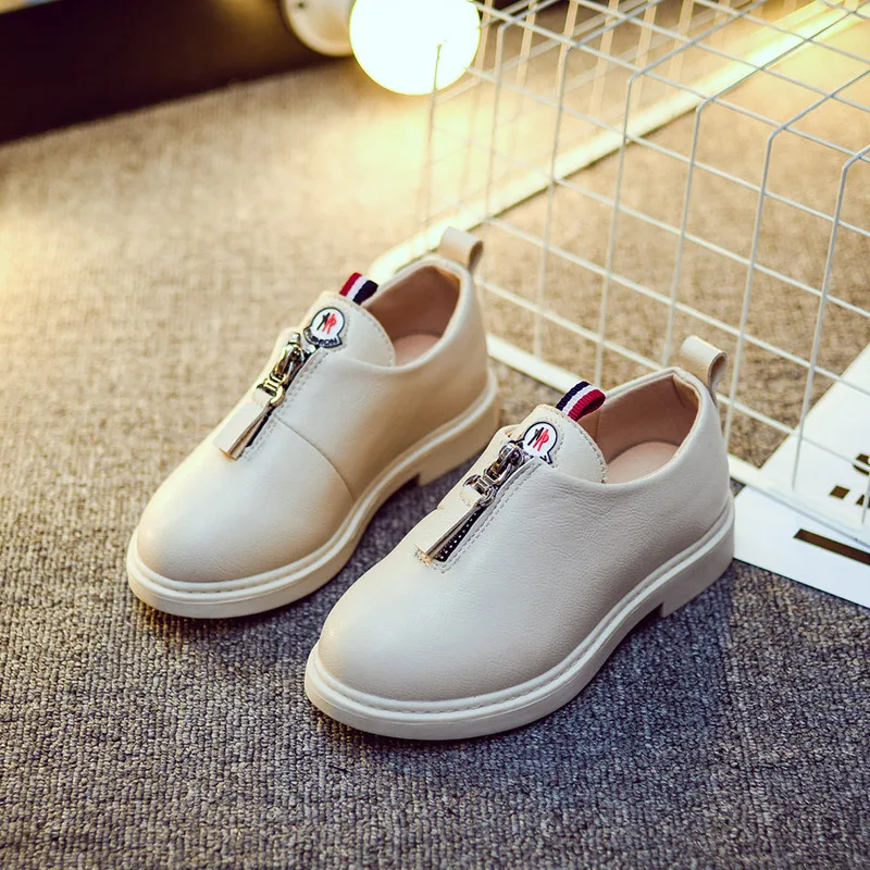 

Children Genuine Leather Shoes Boys Sneakers Kids Brand Girls Sport Shoes 2019 Spring Low Cut Slip On Loafers Baby School Shoes