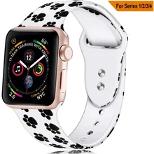 Силиконовый спортивный браслет с принтом в виде лапы и цветов для Apple Watch, 38 мм, 40 мм, Модный Цветной пористый браслет, браслет на запястье для iWatch