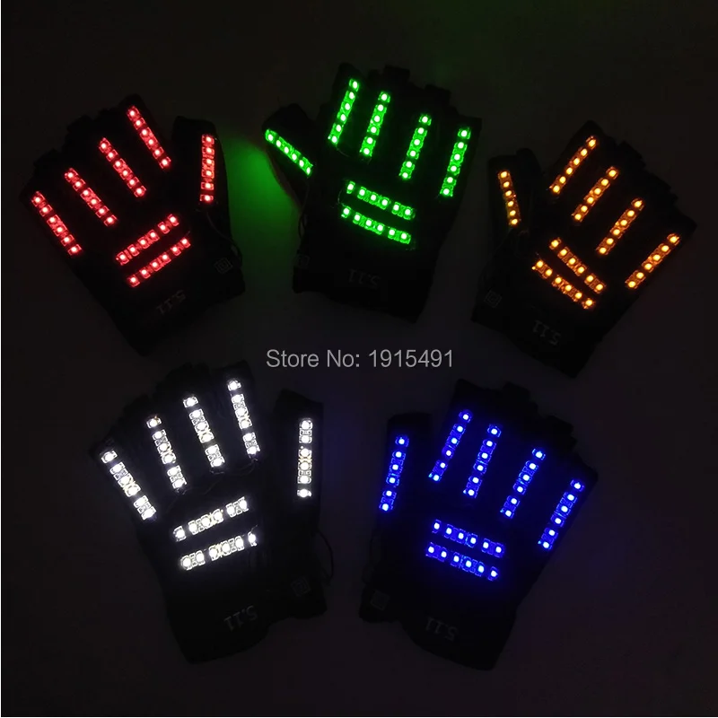 

Newstyle 6 Color Party Diy Decorative Led Gloves Holiday Lights EL Fluorescent Halloween Gloves for Glow In Dark Party Supplies