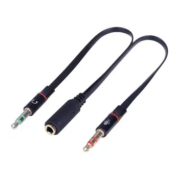 

3.5mm Female to 2 Male 3.5mm Audio Cable Universal Splitter with Mic Adapter for PC Laptop Smartphone Earphones Headphone