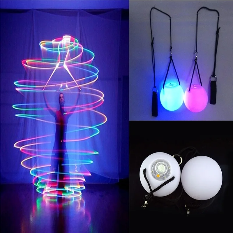 

1pair LED Multi-Colored Glow POI Thrown Balls For Professional Belly Dance Level Hand Props