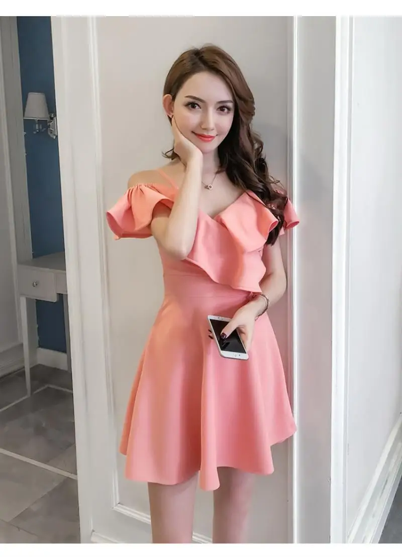 2018 NEW  Arrivals Women Summer 2018 NEW  Off Shoulder  Camisole  Dress  strapless  High waist skirt Mini   Dress Free shipping