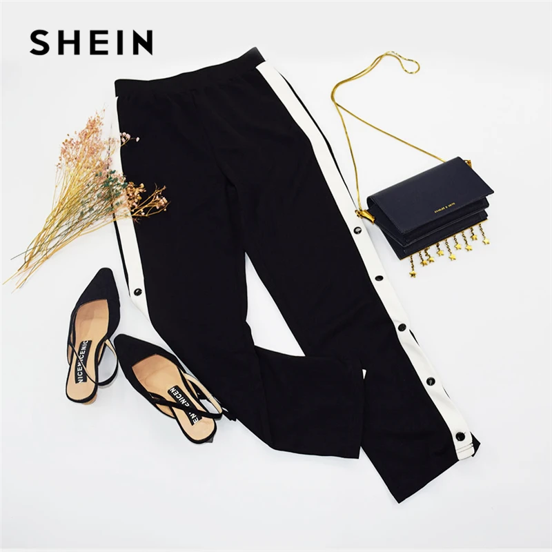 SHEIN Спортивные Брюки С Контрастной Отделкой Стильные Декоративными
