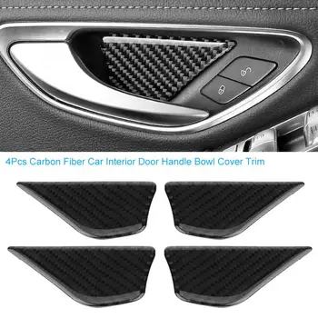 

4Pcs Carbon Fiber Car Interior Door Handle Bowl Cover Trim for Mercedes C Class W205 C180 C200 GLC Car Styling
