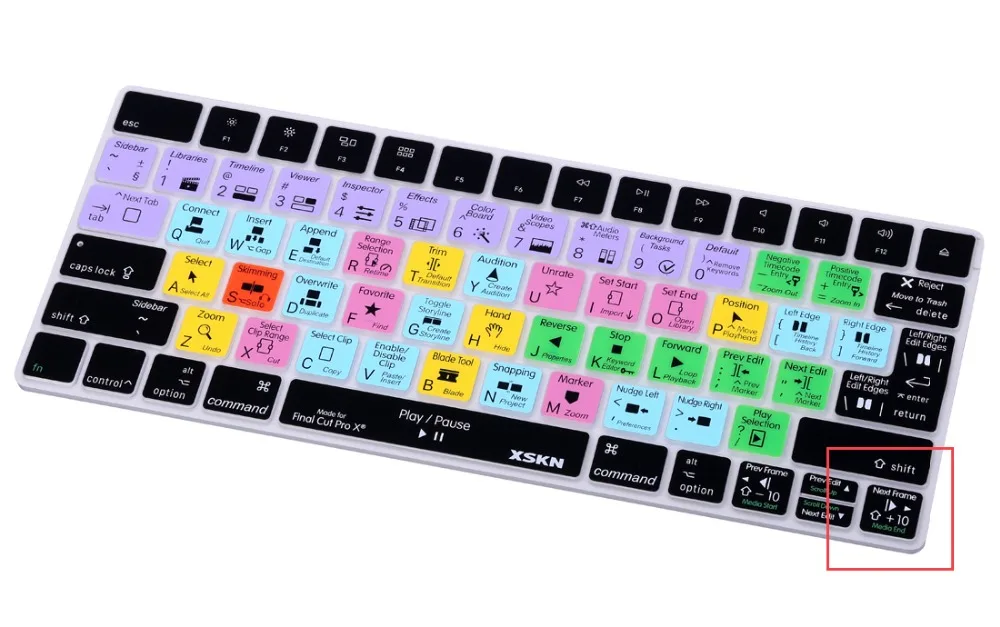 XSKN для Apple Final Cut Pro X клавиатура для Magic Keyboard(MLA22LL/A), функциональная Защитная крышка для горячих клавиш US EU