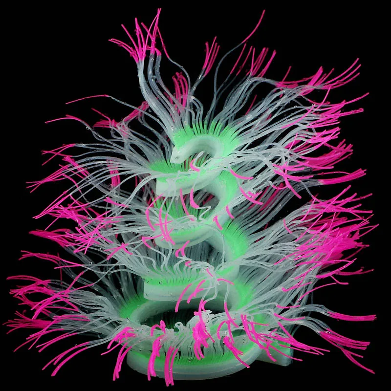 Морской анемон Аквариум Искусственный силикон Коралл растение аквариум вода пейзаж украшение 6 цветов аксессуары для аквариума - Цвет: Pink