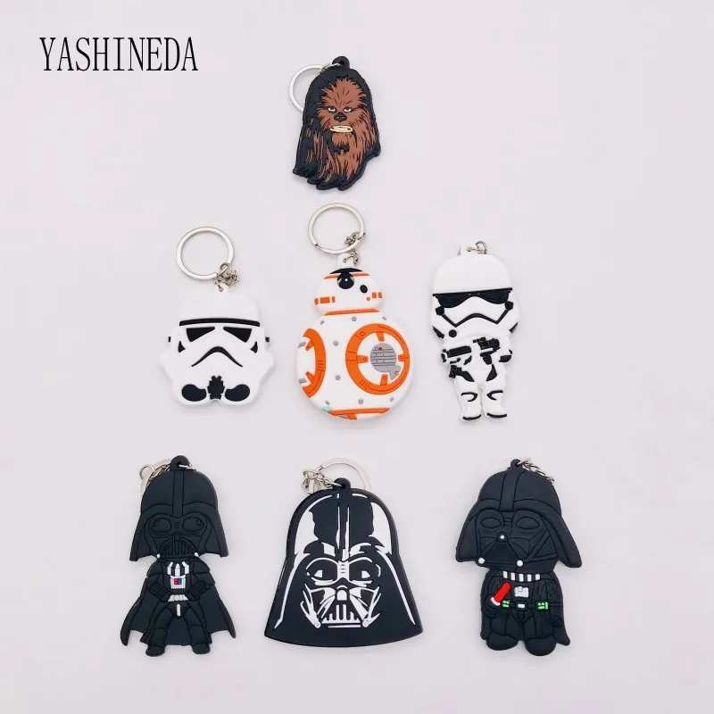 

1PCS Cartoon Character Star Wars Key Chain 3D Double Side Key Ring PVC Anime Figure Keychains Kids Toy Key Holder Trinket Gift