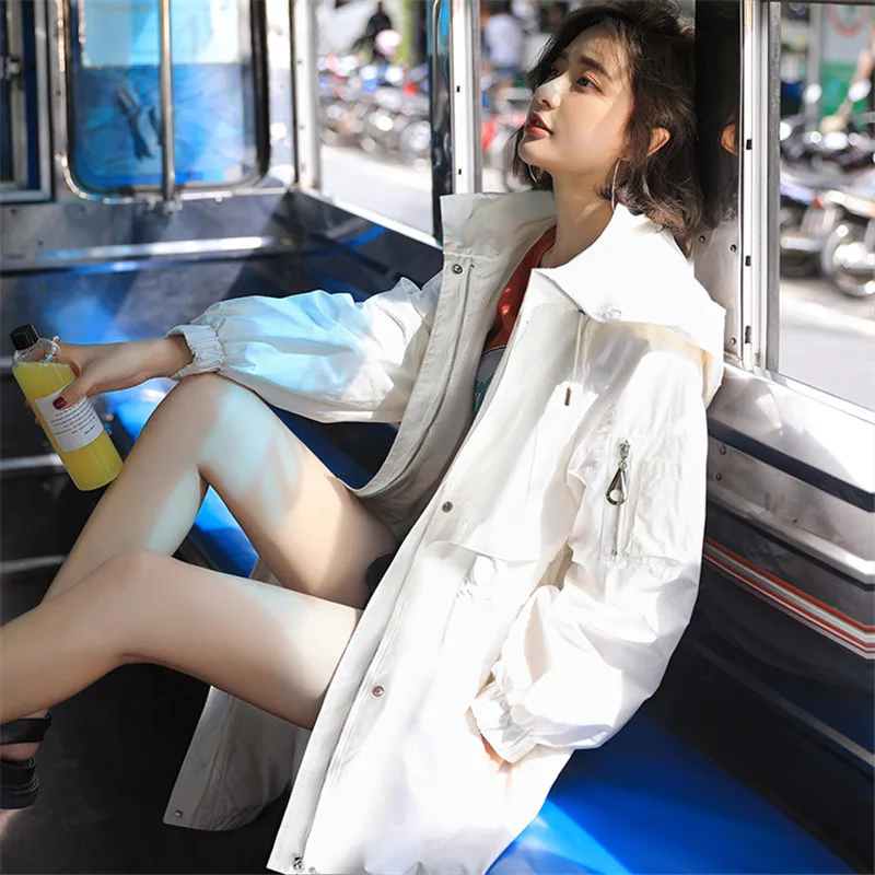 Ветровка женская средней длины весна 2019 новая Корейская версия тренд тонкий срез верхняя одежда осень Повседневная модная женская куртка