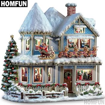 

HOMFUN Full Square/Round Drill 5D DIY Diamond Painting "Christmas House" 3D Embroidery Cross Stitch 5D Decor Gift A00741