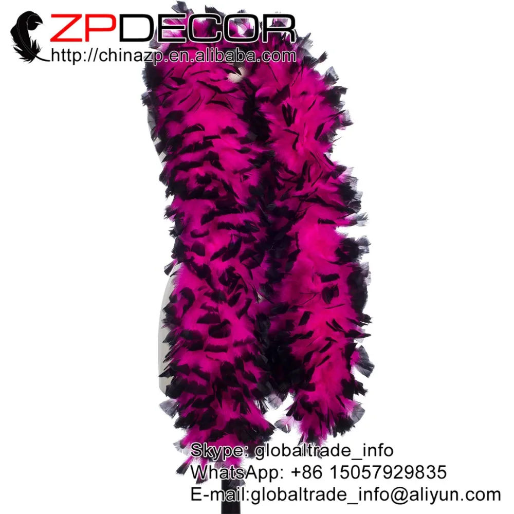 Hot Pink with Black Tips 150 Gram Turkey Feather Boas - Turkey Ruff - Halloween Costume - 6ft Long
