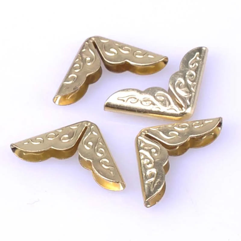 

wholesale 50pcs gold metal Book Scrapbooking Album Menu Folder Corner Protectors Corner For Photo Album DIY 14x14x2mm cp1580